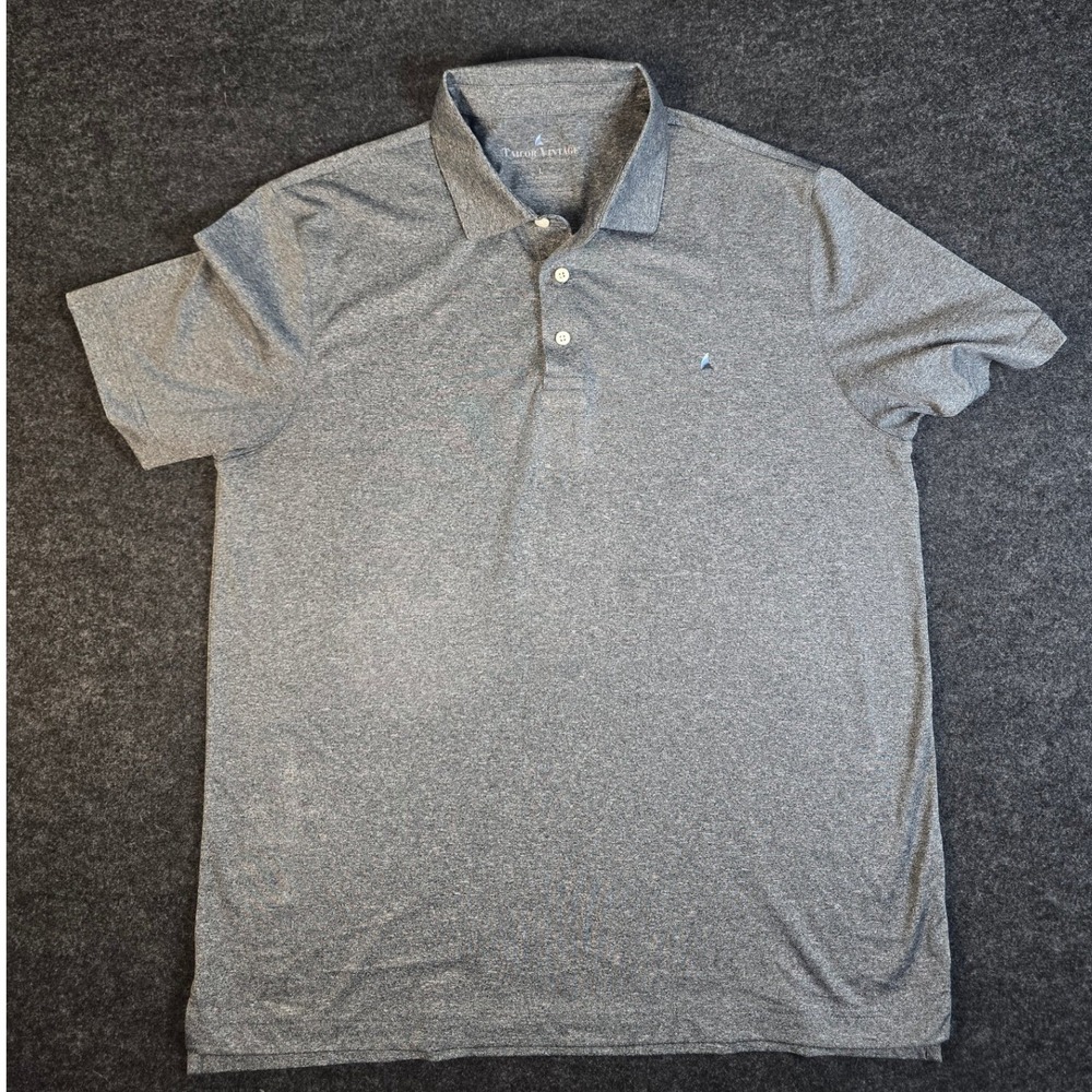 Tailor Vintage Men's Gray Heather Pique Polo Collar Shirt Golf Preppy Size L